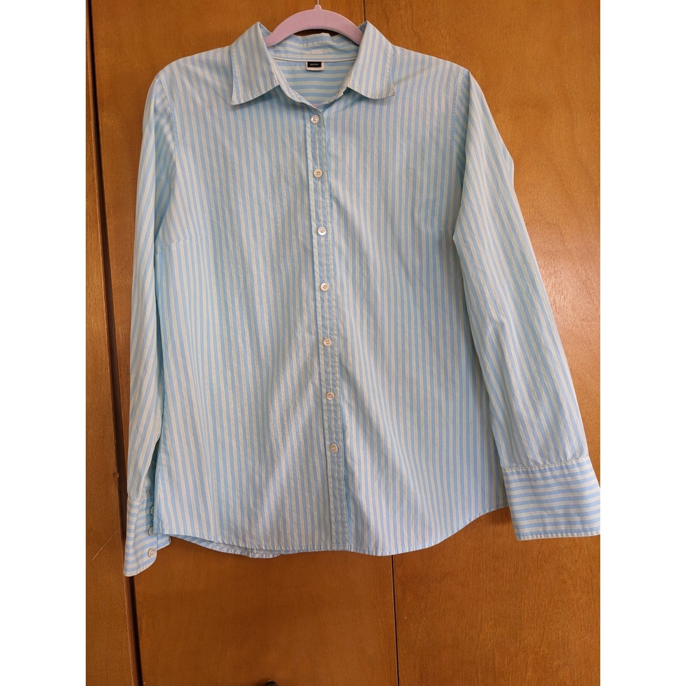 J.Crew Womens Slim Fit Striped Button Down Shirt Blue White Green Large L